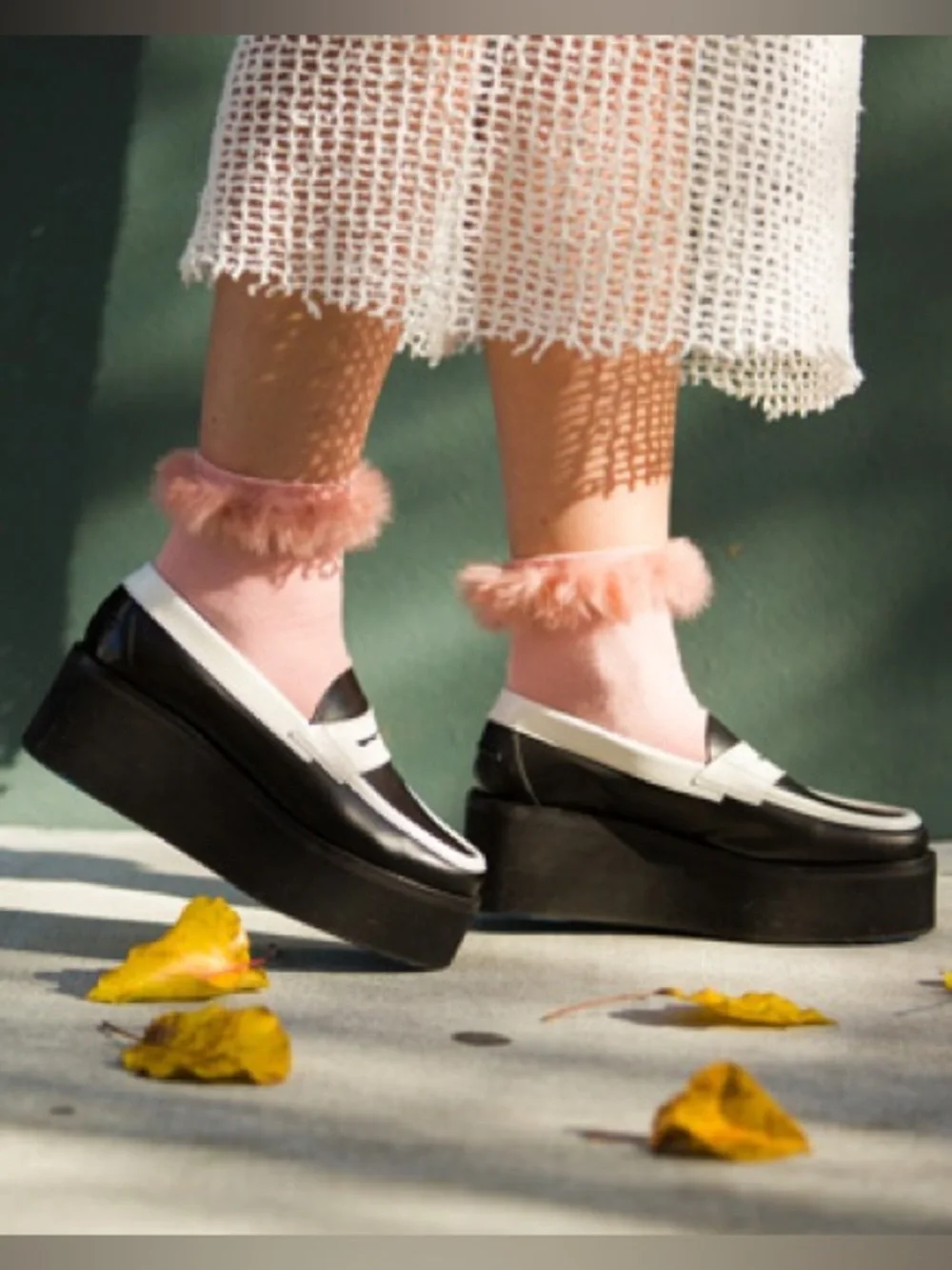 J.W. Anderson $325 Black & White Womens Platform Penny Loafer 7 GUC